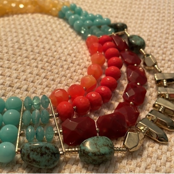 Anthropologie Boho multicolor layered bib statement necklace - Picture 7 of 7